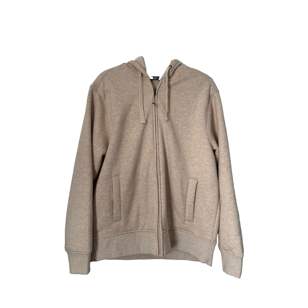 Member's Mark Sherpa Lined Zip Front Hoodie Women's Size‎ L Beige Cozy Warm